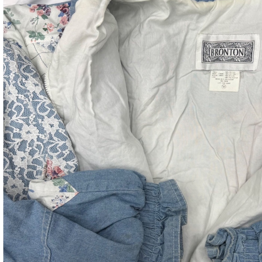 Vintage Bronton Patchwork Denim Jacket Floral Lac… - image 6